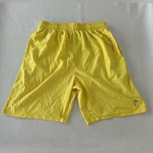 HEAD Shorts Men’s X-Large Tennis Yellow Performance Shorts Pockets Drawstring